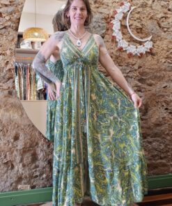 Vestido Indiano Longo Boho Alcinha Elástico Nas Costas