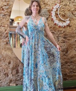 Vestido Indiano Longo Boho Alcinha Elástico Nas Costas