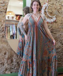 Vestido Indiano Longo Boho Alcinha Costas Abertas