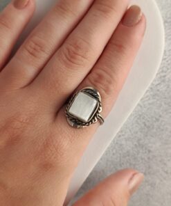 Anel Ajustável Prateado Alpaca Selenita