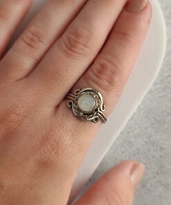 Anel Ajustável Prateado Alpaca Madrepérola