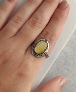 Anel Ajustável Prateado Alpaca Madrepérola