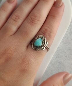 Anel Ajustável Prateado Alpaca Amazonita