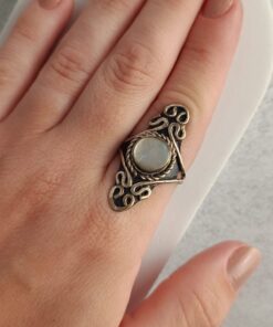 Anel Ajustável Prateado Alpaca Madrepérola