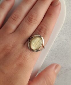 Anel Ajustável Prateado Alpaca Madrepérola