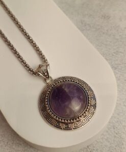 Colar de Metal Com Ametista