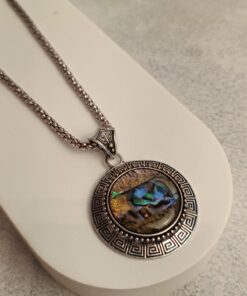 Colar de Metal Com Abalone