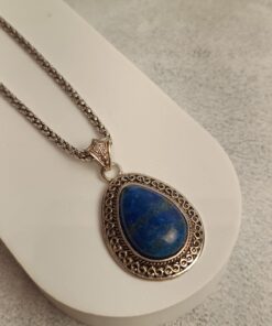 Colar de Metal Com Lápis Lazúli