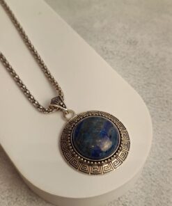 Colar de Metal Com Lápis Lazúli