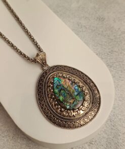 Colar de Metal Com Abalone