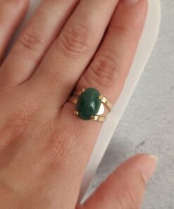 Anel Ajustável Dourado Quartzo Verde