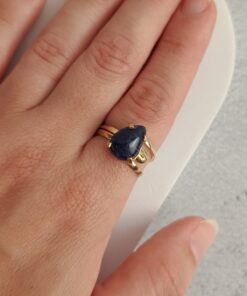 Anel Ajustável Dourado Sodalita