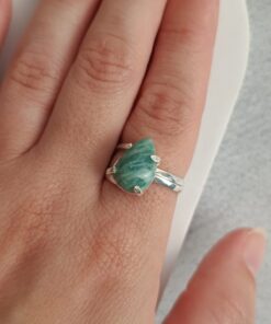 Anel Ajustável Prateado Amazonita