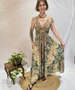 Vestido Indiano Longo Boho Alcinha Elástico Nas Costas