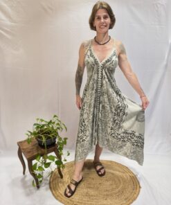 Vestido Indiano Estonado Pontas Assimétricas