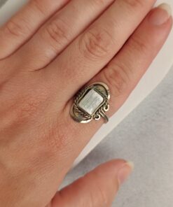 Anel Ajustável Prateado Alpaca Selenita