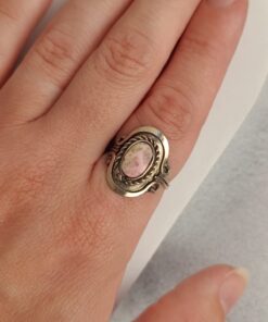 Anel Ajustável Prateado Alpaca Rodonita