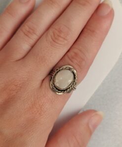 Anel Ajustável Prateado Alpaca Quartzo Rosa