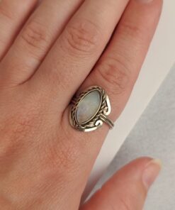 Anel Ajustável Prateado Alpaca Madrepérola