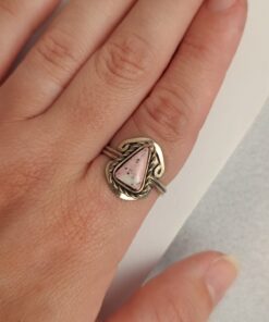 Anel Ajustável Prateado Alpaca Rodonita