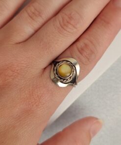 Anel Ajustável Prateado Alpaca Madrepérola