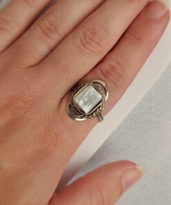 Anel Ajustável Prateado Alpaca Selenita