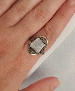 Anel Ajustável Prateado Alpaca Selenita