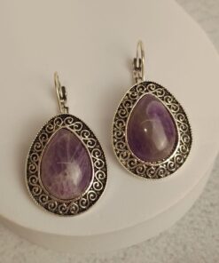 Brinco Prateado Ametista