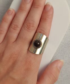 Anel Ajustável Prateado Alpaca