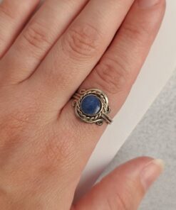 Anel Ajustável Prateado Alpaca Sodalita