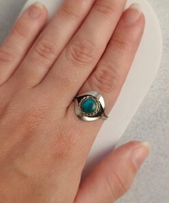 Anel Ajustável Prateado Alpaca Crisocola