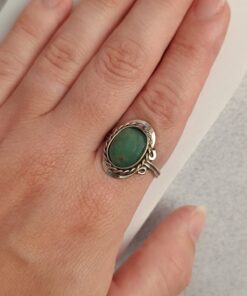 Anel Ajustável Prateado Alpaca Quartzo Verde