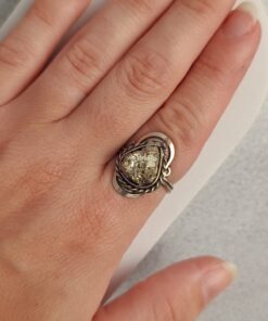 Anel Ajustável Prateado Alpaca Pirita