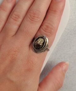 Anel Ajustável Prateado Alpaca Pirita