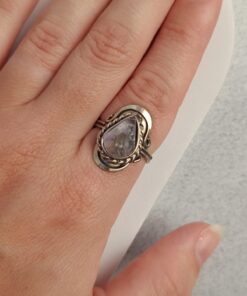 Anel Ajustável Prateado Alpaca Ametista