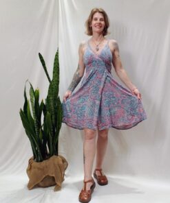 Vestido Indiano Curto Alças Elástico Nas Costas