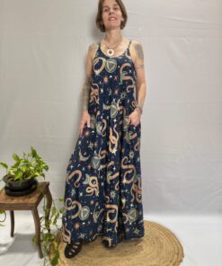 Vestido Indiano Longo Alcinha Ajustável Com Bolsos