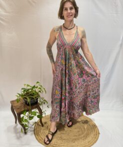 Vestido Indiano Longo Boho Alcinha Elástico Nas Costas