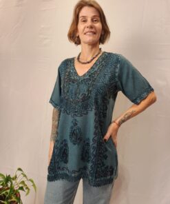 Bata Indiana Viscose Bordada