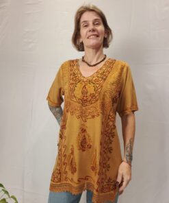 Bata Indiana Viscose Bordada