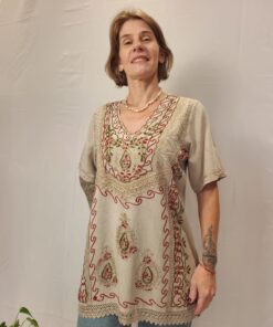 Bata Indiana Viscose Bordada