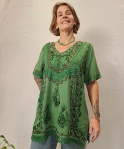 Bata Indiana Viscose Bordada