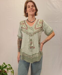 Bata Indiana Viscose Bordada M