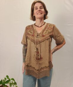 Bata Indiana Viscose Bordada M