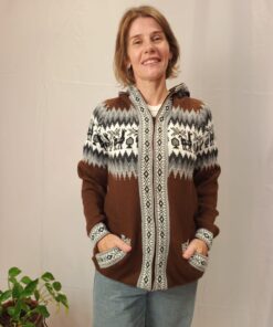 Agasalho Peruano Com Zíper, Capuz e Bolsos