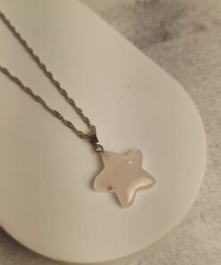 Pingente Prateado Quartzo Rosa Estrela