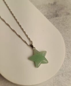 Pingente Prateado Quartzo Verde Estrela