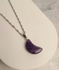 Pingente Prateado Ametista Meia Lua