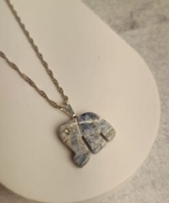 Pingente Prateado Quartzo Azul Elefante