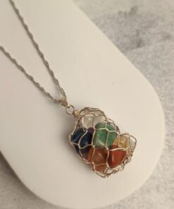 Pingente Prateado Sete Chakras Cesto